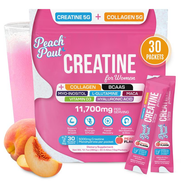 Creatine & Collagen Drink Mix - 5 g Creatine Monohydrate, Single-Serve Sachets