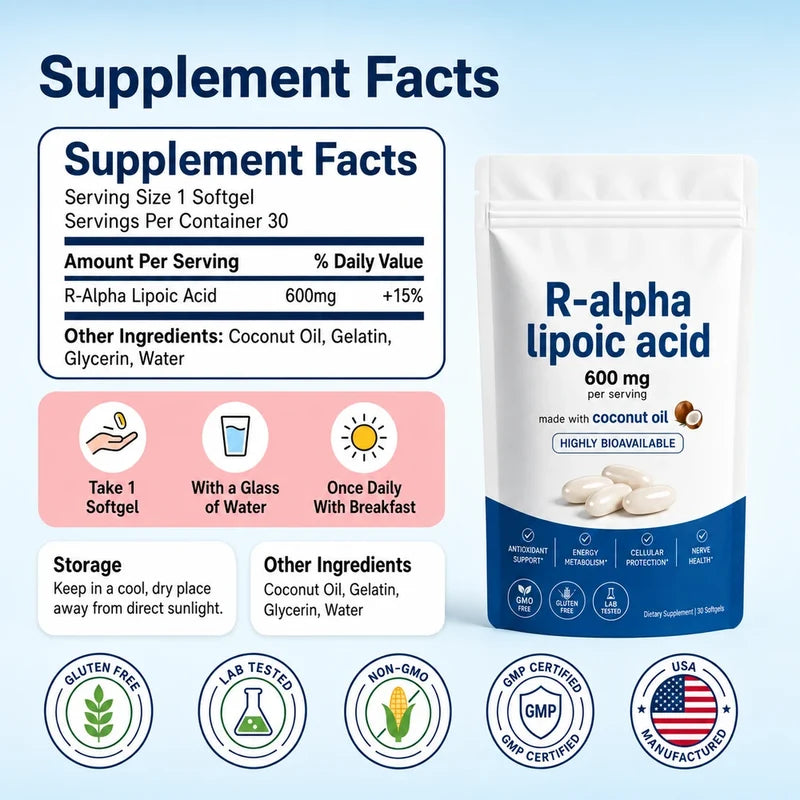 R-Alpha Lipoic Acid Softgels - One Daily Softgel, R-Isomer Only